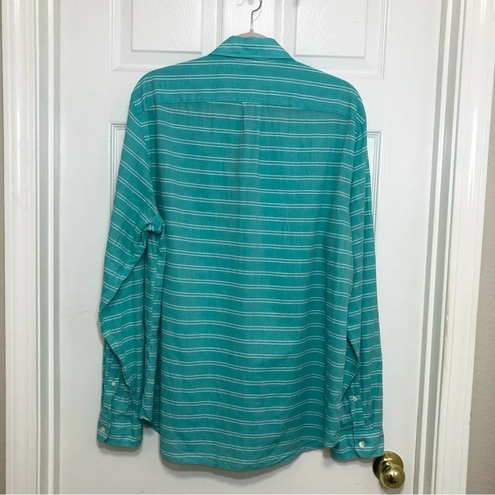 J.Crew Cotton Light‎ Weight Chambray Stripes Button Down Long Sleeve Shirt L